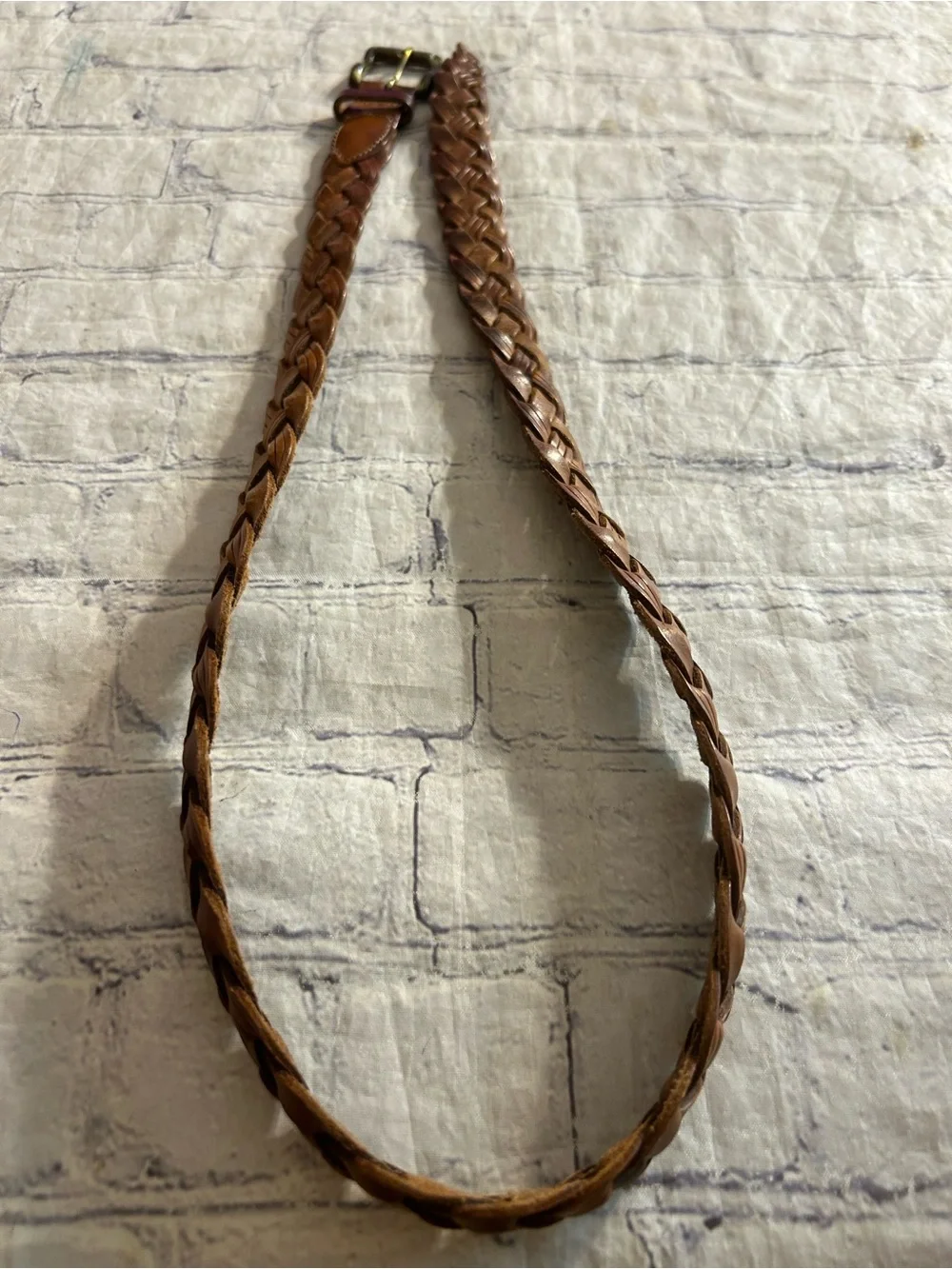 ELITE VTG GOLD METALLIC SKIN PRINT AND EDDIE BAUER BROWN LEATHER BRAIDED BELTS